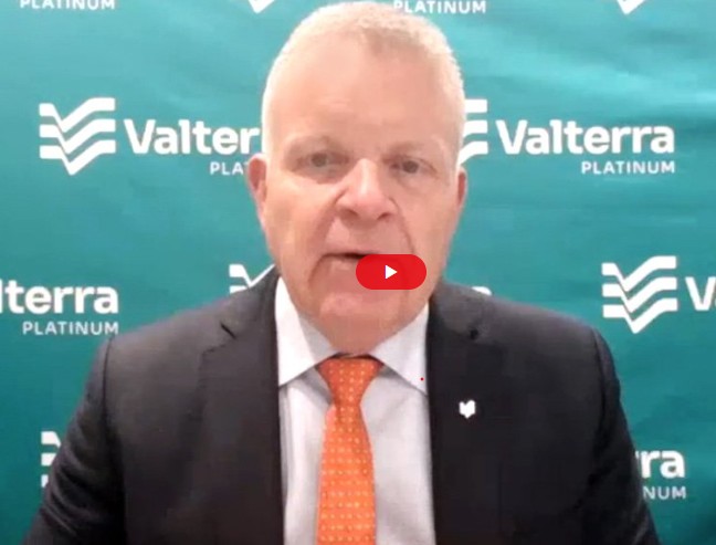 Valterra Platinum CEO Craig Miller interviewed by Mining Weekly's Martin Creamer. Video: Darlene Creamer.